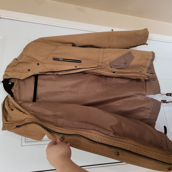 Rare Forever 21 jacket with zip out Fur lining Trench Coat Large - Picture 10 of 12